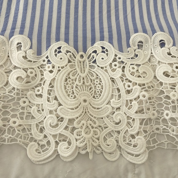 Beau Tissu baby blue and white striped top, size Small - Picture 3 of 4